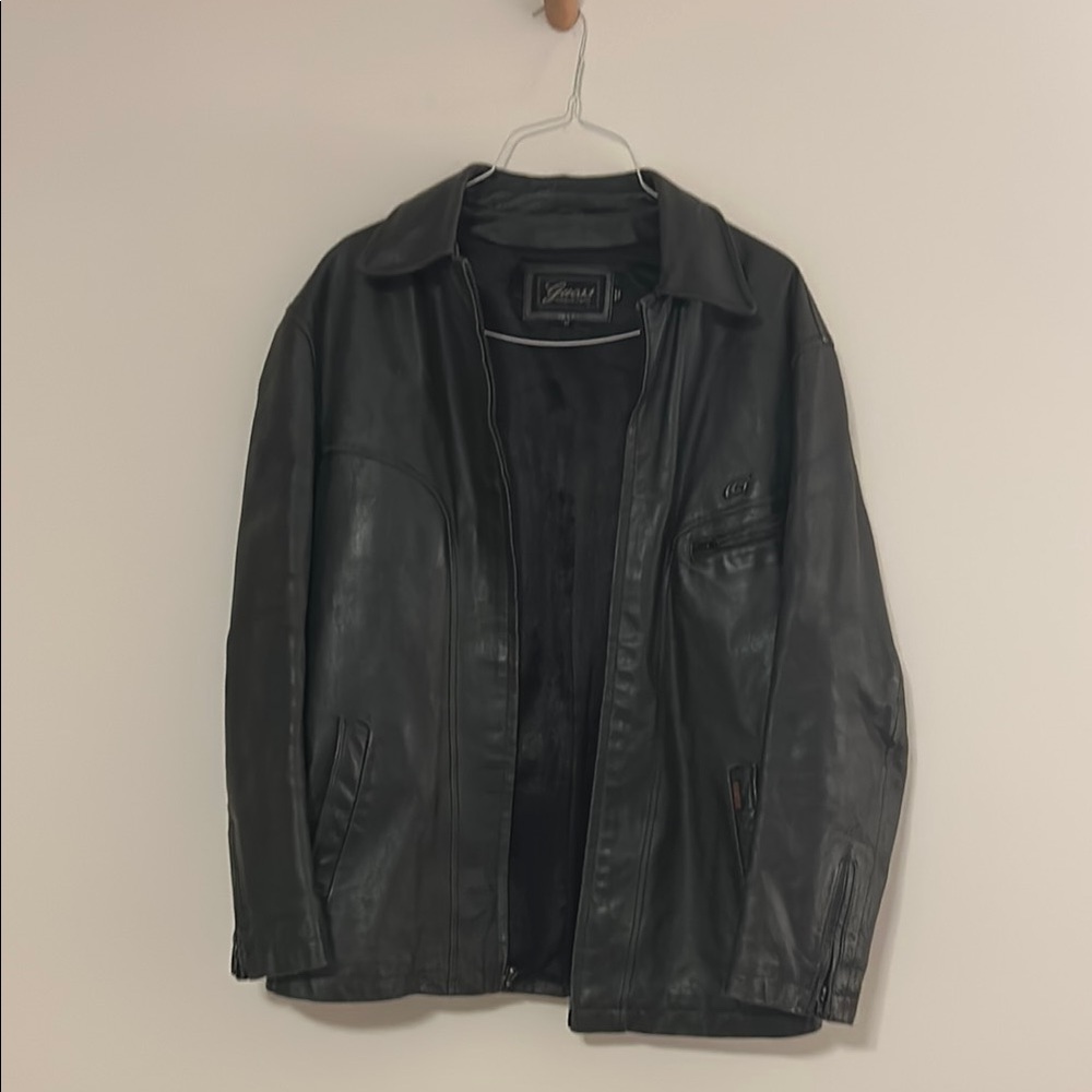 Guess Black Leather Jacket